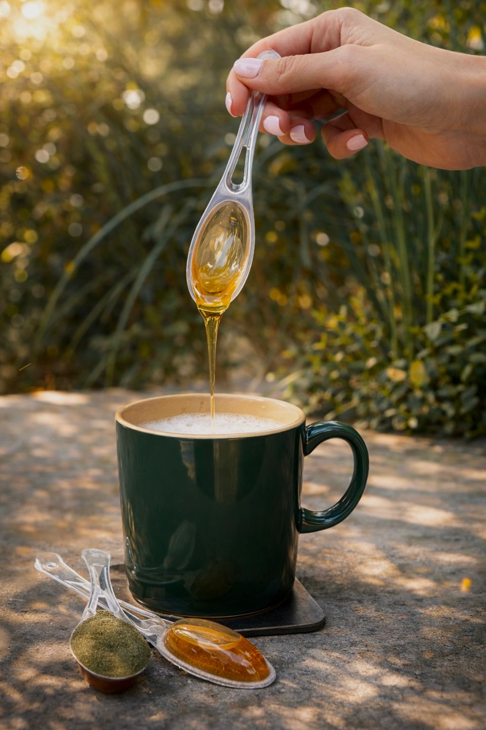 Pour the honey into your cup