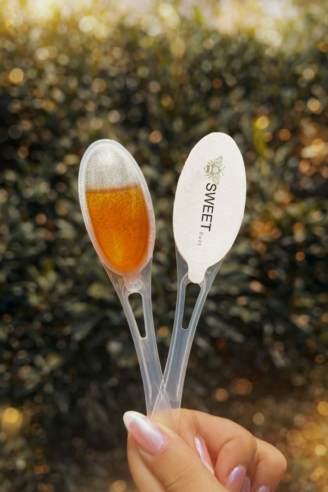 Prepare your hot drink for a Sweet Buzz honey spoon